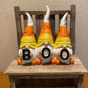 Candy Corn Gnome Trio, Halloween Resin Gnomes, Halloween Candy Corn Boo Gnomes